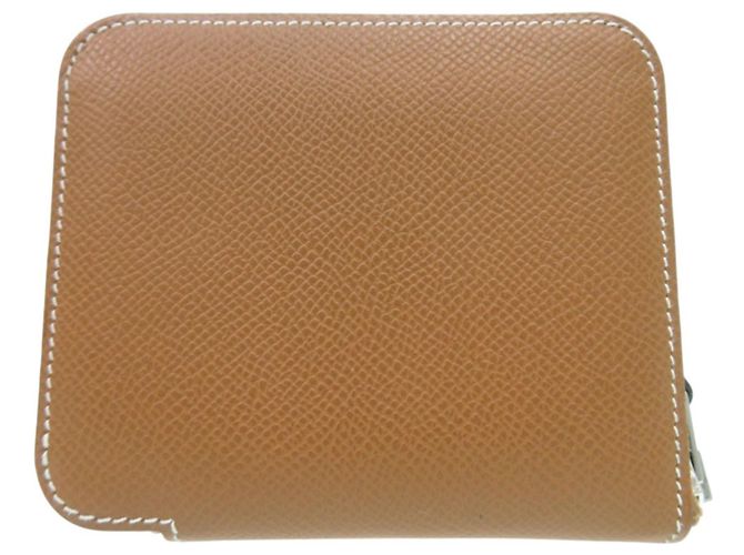 Billetera redonda Azap Compact Silkin Gold Hermès Castaño - vista 3
