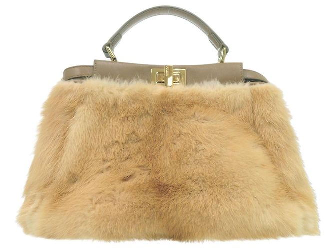 Borsa Fendi Peekaboo Mini Beige - vista 2