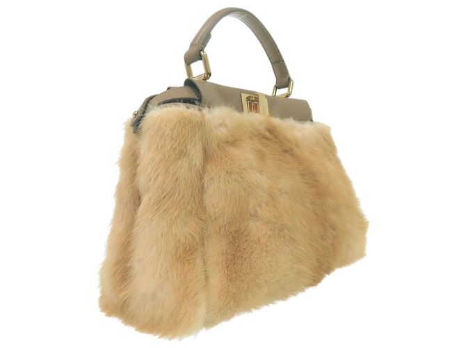 Borsa Fendi Peekaboo Mini Beige - vista 3