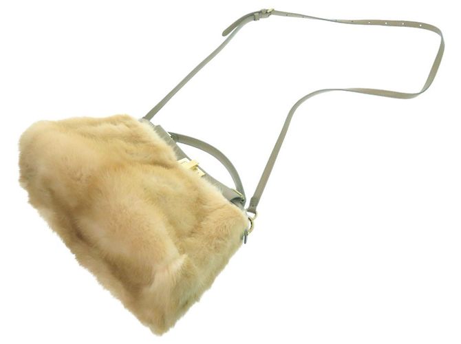 Borsa Fendi Peekaboo Mini Beige - vista 5