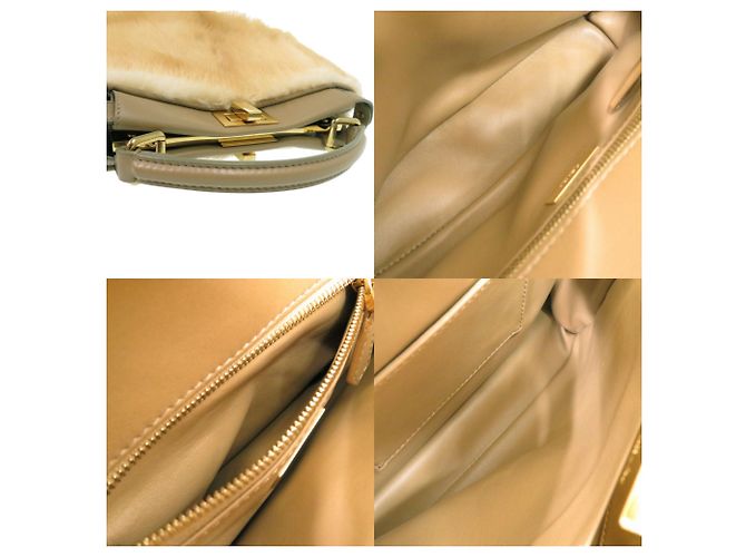 Borsa Fendi Peekaboo Mini Beige - vista 6