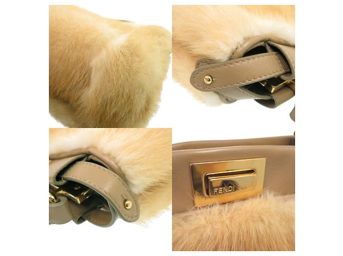 Borsa Fendi Peekaboo Mini Beige - vista 8
