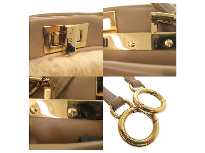 Borsa Fendi Peekaboo Mini Beige - vista 9