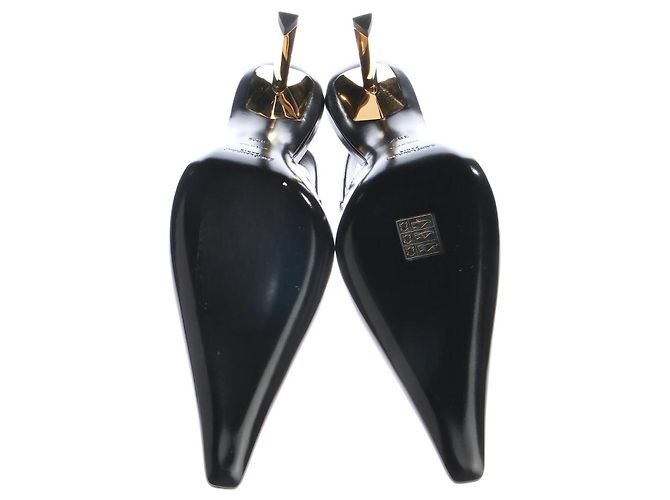 Yves Saint Laurent Lee 75 Décolleté Slingback in pelle nera Nero - vista 3