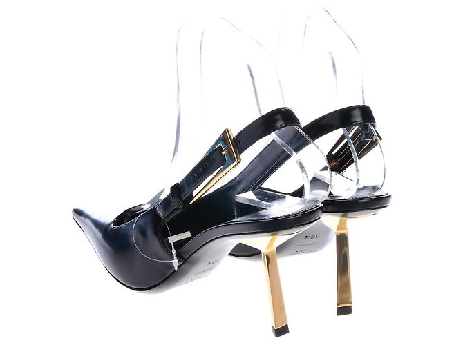 Yves Saint Laurent Lee 75 Décolleté Slingback in pelle nera Nero - vista 4