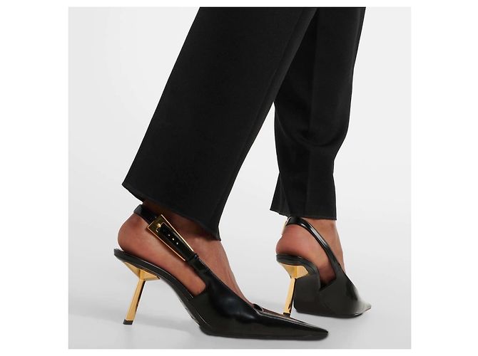 Yves Saint Laurent Lee 75 Décolleté Slingback in pelle nera Nero - vista 5