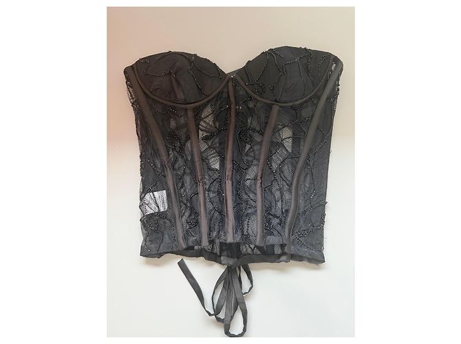 Retrofête Top de corsé de encaje negro - vista 2