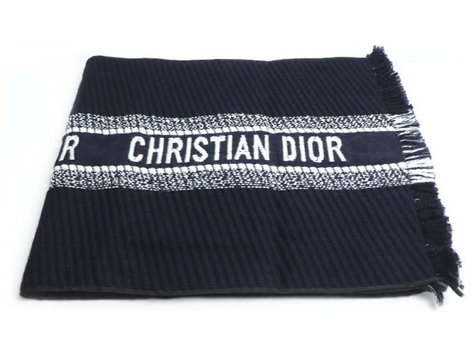 Sciarpa in Lana e Seta Blu Marino Christian Dior Blu navy - vista 2