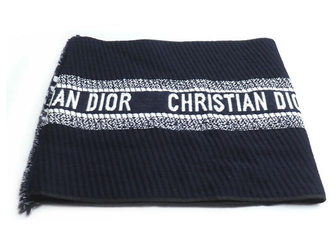 Sciarpa in Lana e Seta Blu Marino Christian Dior Blu navy - vista 3