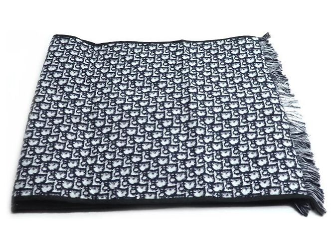 Sciarpa in Lana e Seta Blu Marino Christian Dior Blu navy - vista 4