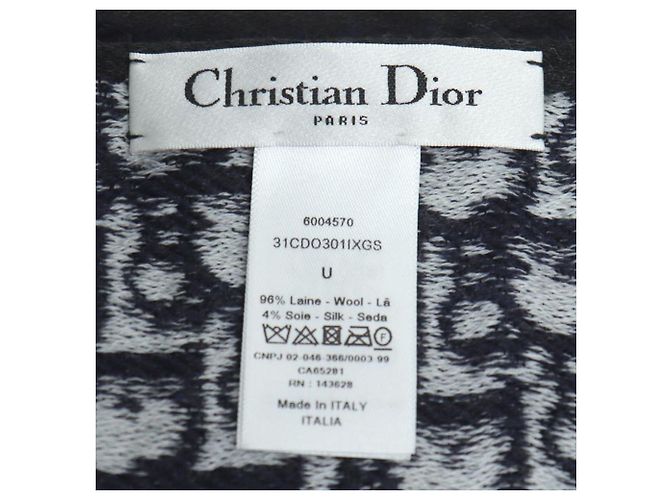 Sciarpa in Lana e Seta Blu Marino Christian Dior Blu navy - vista 6