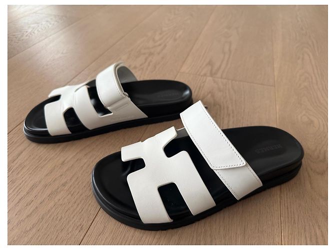 Chypre Sandalen von Hermès Schwarz Weiß - Ansicht 7