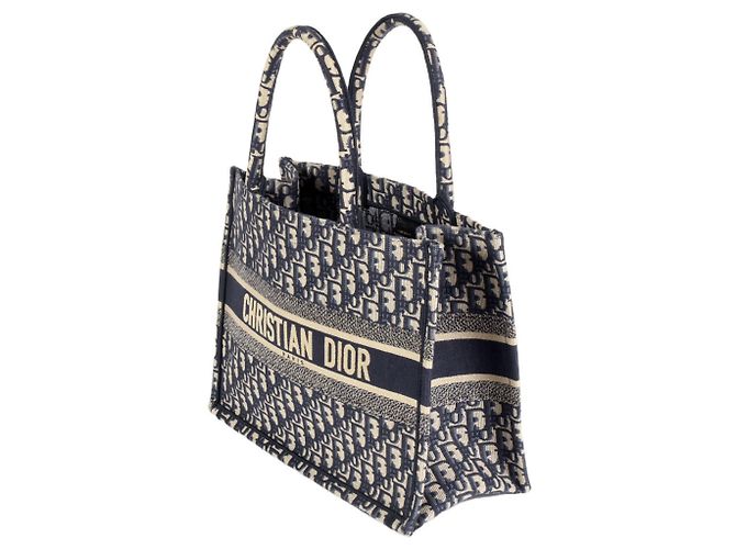 Borsa libro Dior Oblique ricamata Christian Dior Blu navy - vista 2