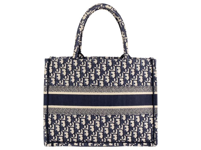 Borsa libro Dior Oblique ricamata Christian Dior Blu navy - vista 3
