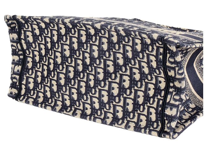 Borsa libro Dior Oblique ricamata Christian Dior Blu navy - vista 4
