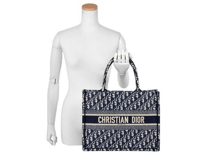 Borsa libro Dior Oblique ricamata Christian Dior Blu navy - vista 7