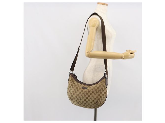 Borsa a Spalla GG Canvas Gucci Beige Oro 181092 Auth SW2067 D'oro - vista 25