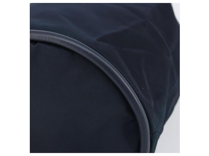 Céline Borsa a Spalla CELINE Circle in Nylon Pelle Blu Navy Oro Auth 156729 D'oro - vista 14