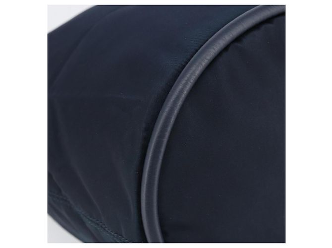Céline Borsa a Spalla CELINE Circle in Nylon Pelle Blu Navy Oro Auth 156729 D'oro - vista 15
