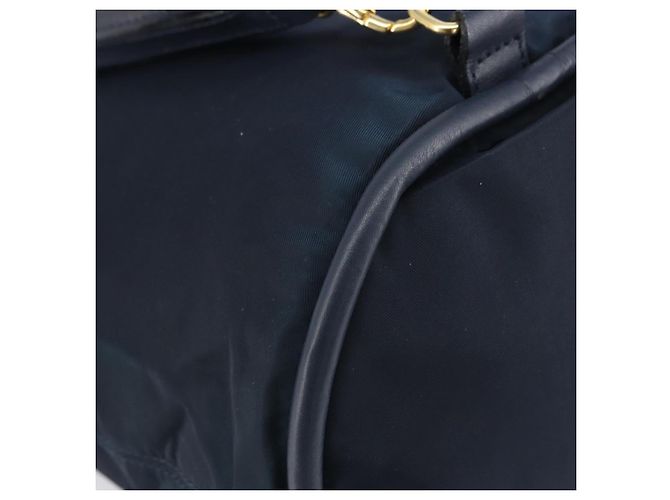 Céline Borsa a Spalla CELINE Circle in Nylon Pelle Blu Navy Oro Auth 156729 D'oro - vista 9