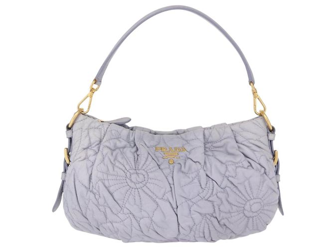 PRADA Borsa a Spalla Trapuntata in Pelle Fiore Oro Lavanda Auth 163520 D'oro - vista 13