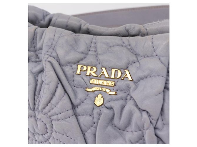 PRADA Borsa a Spalla Trapuntata in Pelle Fiore Oro Lavanda Auth 163520 D'oro - vista 19