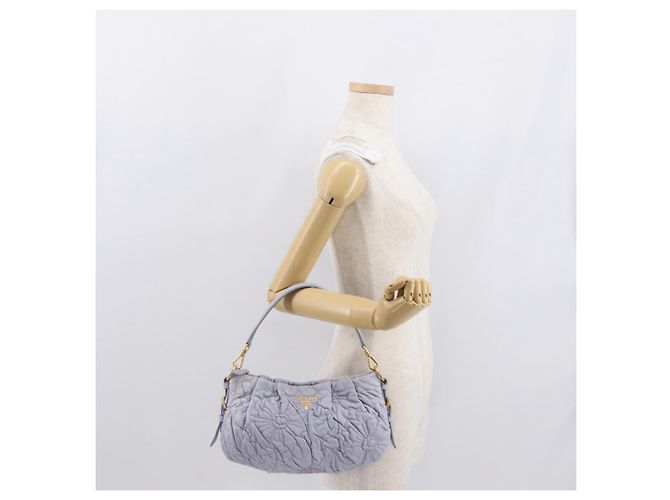 PRADA Borsa a Spalla Trapuntata in Pelle Fiore Oro Lavanda Auth 163520 D'oro - vista 25