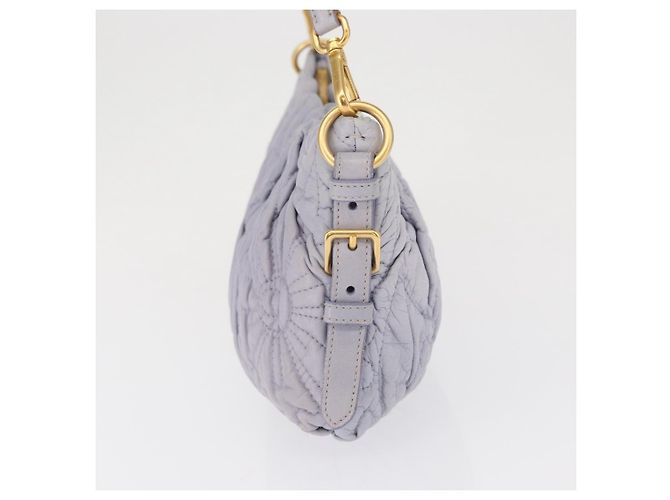 PRADA Borsa a Spalla Trapuntata in Pelle Fiore Oro Lavanda Auth 163520 D'oro - vista 4