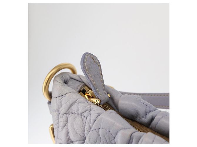 PRADA Borsa a Spalla Trapuntata in Pelle Fiore Oro Lavanda Auth 163520 D'oro - vista 9
