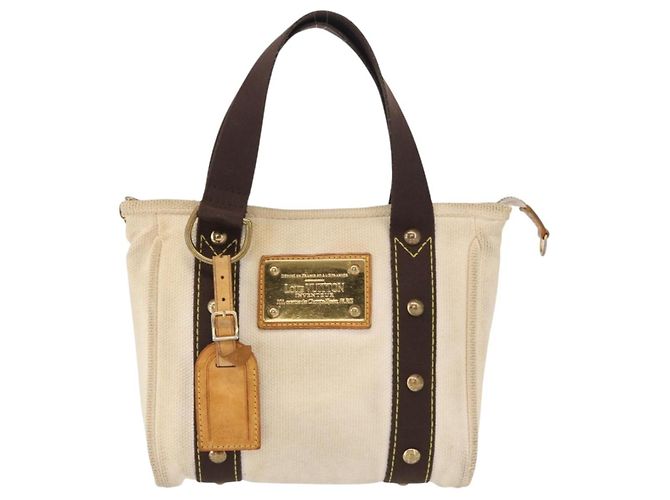 LOUIS VUITTON Antigua Cabas PM Borsa Tote Bianca Marrone M40036 LV Auth 163149 Bianco - vista 13