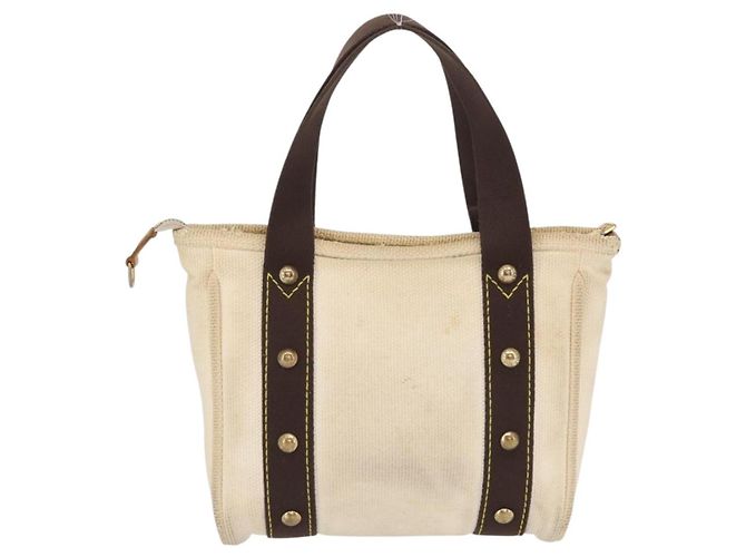 LOUIS VUITTON Antigua Cabas PM Borsa Tote Bianca Marrone M40036 LV Auth 163149 Bianco - vista 2