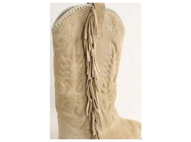 Autre Marque Botas de ante beige - vista 4