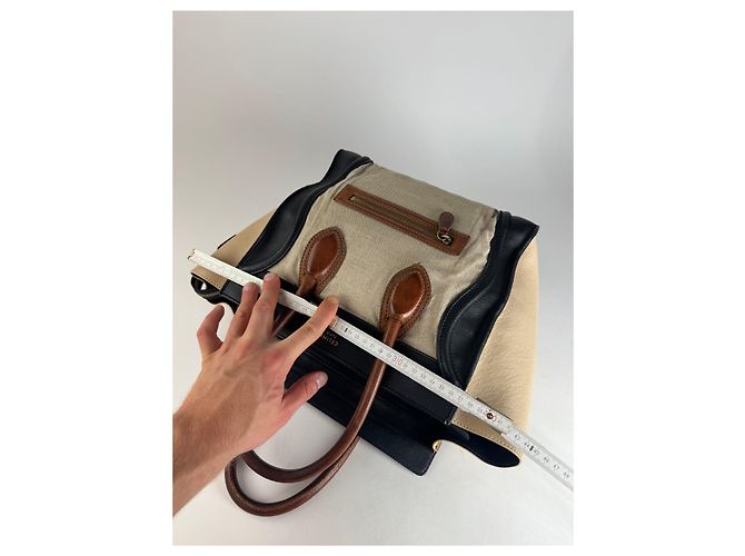 Luggage Céline Borsa da viaggio vintage Celine Paris beige e nera Nero - vista 11