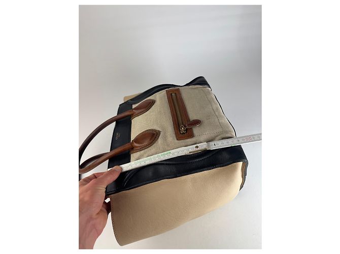 Luggage Céline Borsa da viaggio vintage Celine Paris beige e nera Nero - vista 12