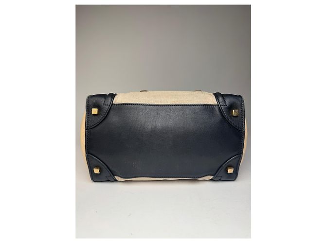 Luggage Céline Borsa da viaggio vintage Celine Paris beige e nera Nero - vista 13