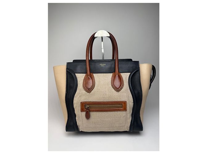 Luggage Céline Borsa da viaggio vintage Celine Paris beige e nera Nero - vista 14