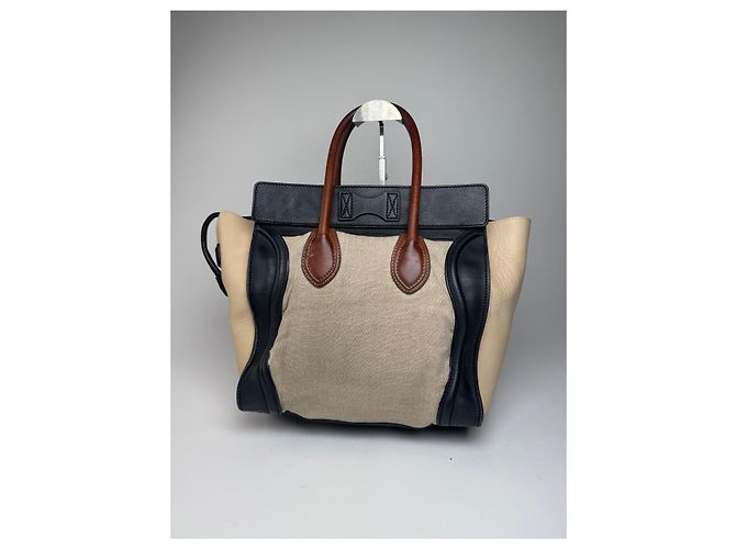 Luggage Céline Borsa da viaggio vintage Celine Paris beige e nera Nero - vista 2