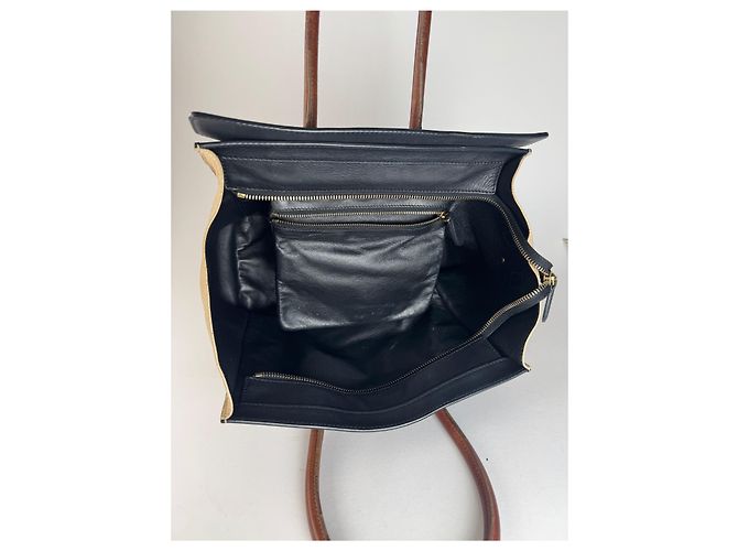 Luggage Céline Borsa da viaggio vintage Celine Paris beige e nera Nero - vista 3