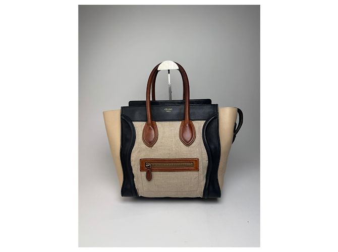 Luggage Céline Borsa da viaggio vintage Celine Paris beige e nera Nero - vista 6