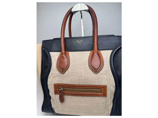 Luggage Céline Borsa da viaggio vintage Celine Paris beige e nera Nero - vista 8