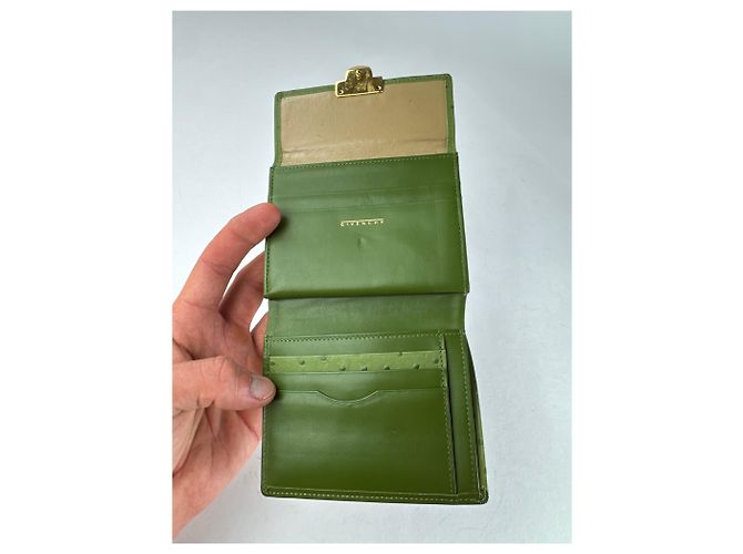 Vintage Givenchy Ostrich Leather Wallet Green - view 5