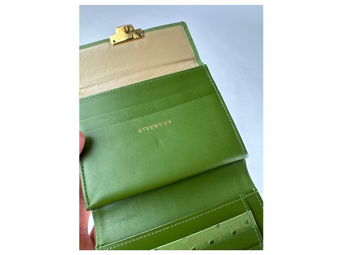 Vintage Givenchy Ostrich Leather Wallet Green - view 6