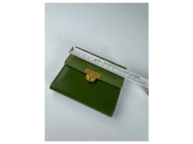 Vintage Givenchy Ostrich Leather Wallet Green - view 7