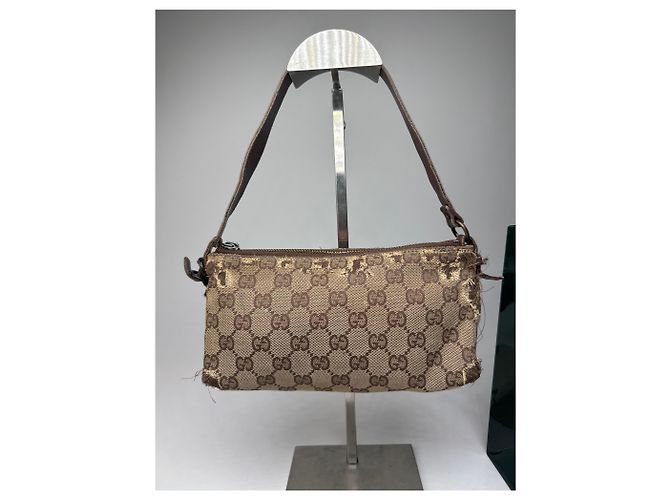 Vintage Gucci Monogram Mini Tasche Beige Braun - Ansicht 10