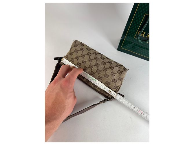 Vintage Gucci Monogram Mini Tasche Beige Braun - Ansicht 11
