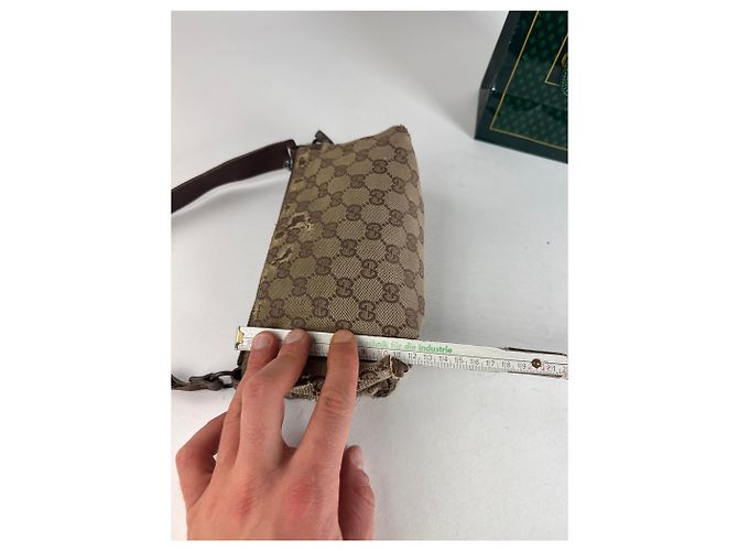 Vintage Gucci Monogram Mini Tasche Beige Braun - Ansicht 12