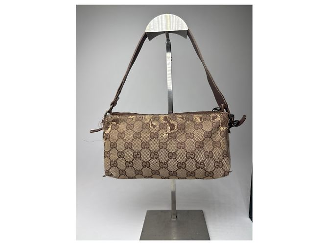 Vintage Gucci Monogram Mini Tasche Beige Braun - Ansicht 5