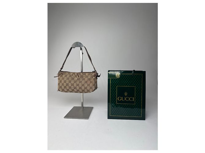 Vintage Gucci Monogram Mini Tasche Beige Braun - Ansicht 8