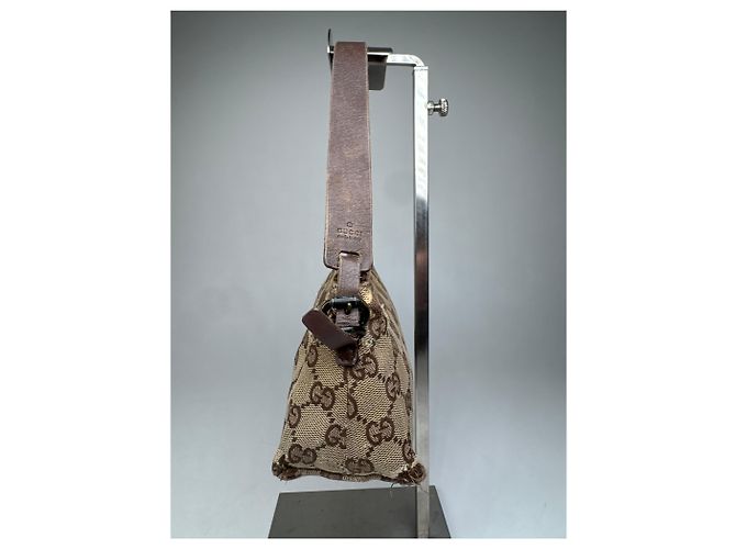 Vintage Gucci Monogram Mini Tasche Beige Braun - Ansicht 9