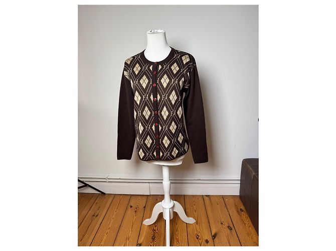 Vintage Fendi Roma Cardigan / Wollpullover Braun Beige - Ansicht 10
